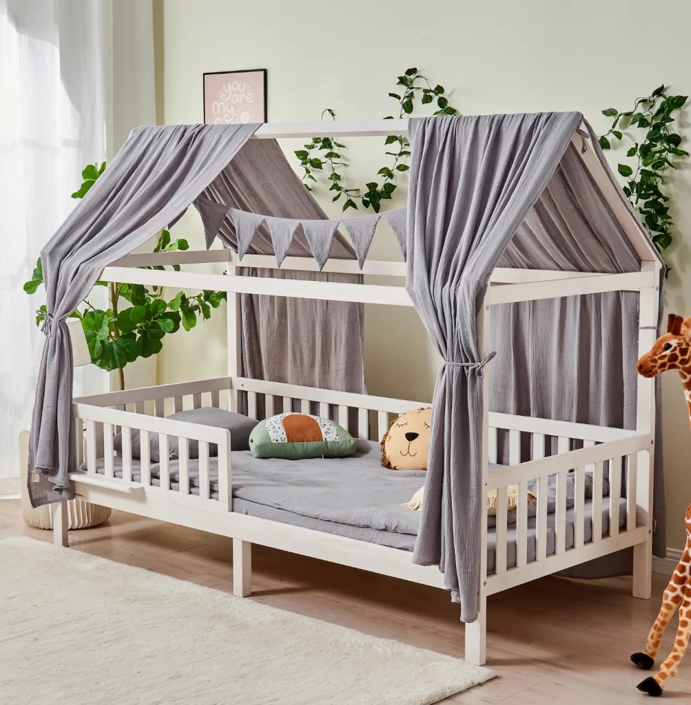 Alavya Home Dekoset aus 100% Bio-Musselin Baumwolle | 125x350cm Grau