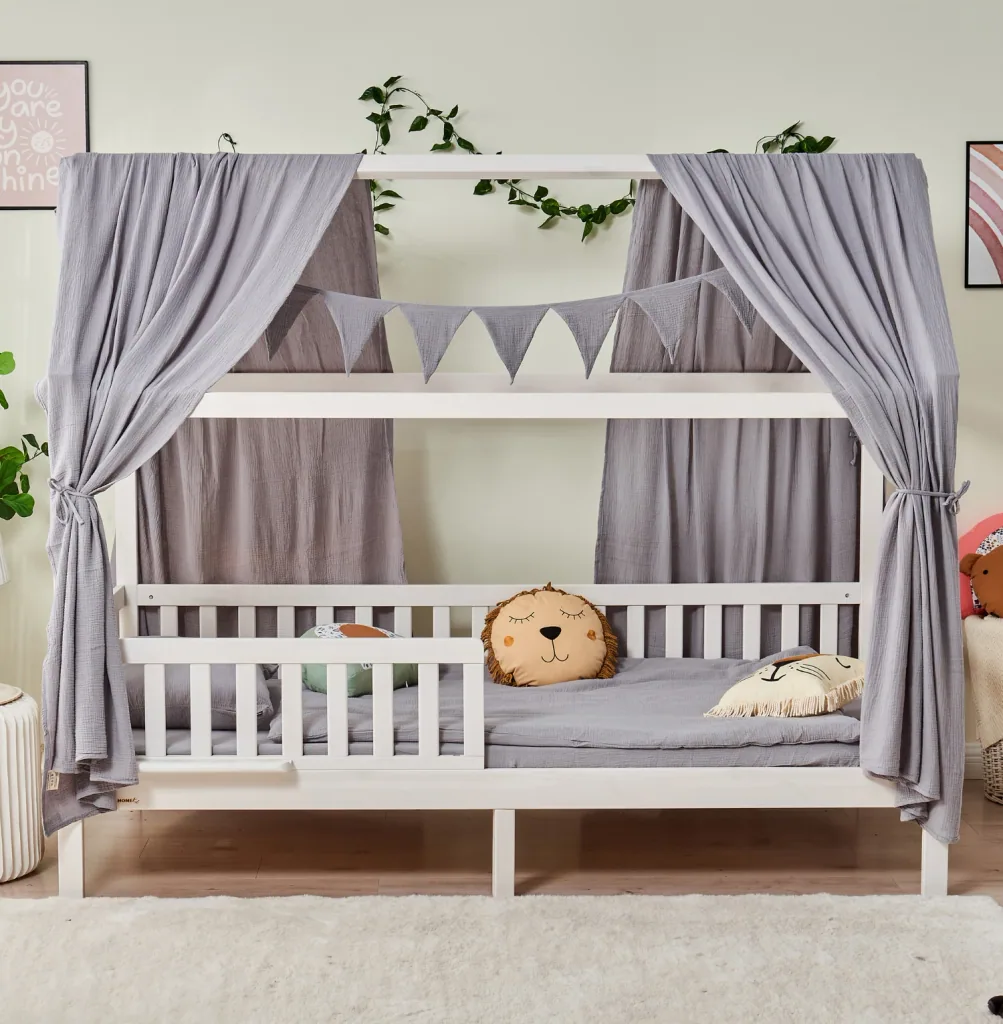 Alavya Home Dekoset aus 100% Bio-Musselin Baumwolle | 125x350cm Grau