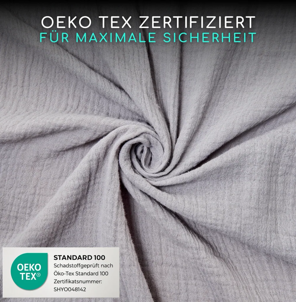 Alavya Home Dekoset aus 100% Bio-Musselin Baumwolle | 125x350cm Grau