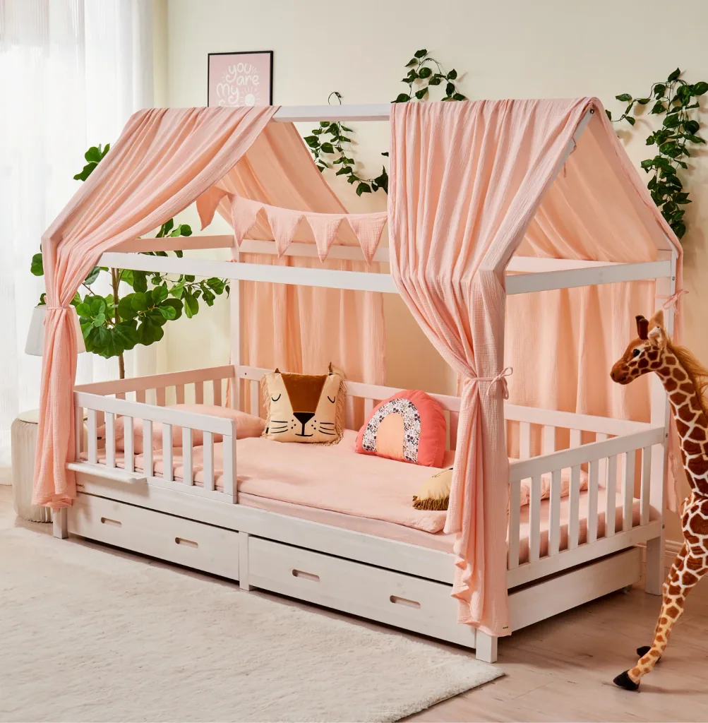 Alavya Home Dekoset aus 100% Bio-Musselin Baumwolle | 125x350cm Hellrosa