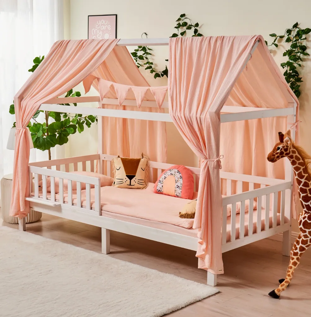 Alavya Home Dekoset aus 100% Bio-Musselin Baumwolle | 125x350cm Hellrosa