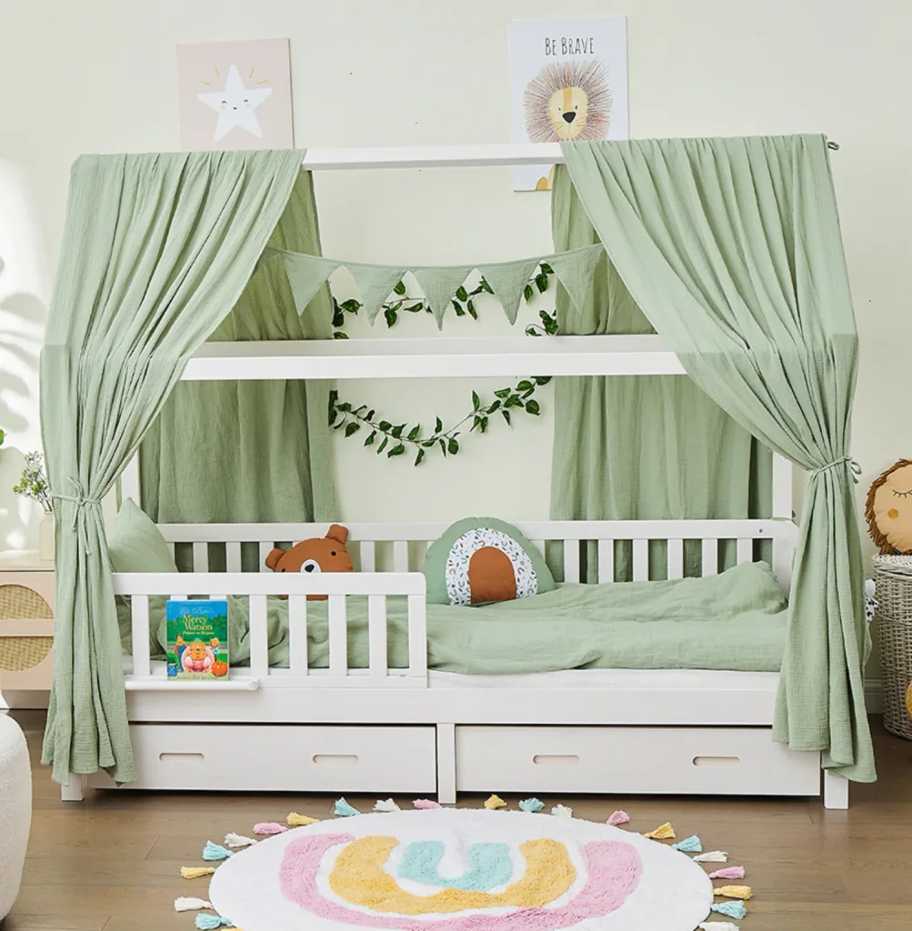 Alavya Home Dekoset aus 100% Bio-Musselin Baumwolle | GOTS zertifiziert | 125x350cm Khaki