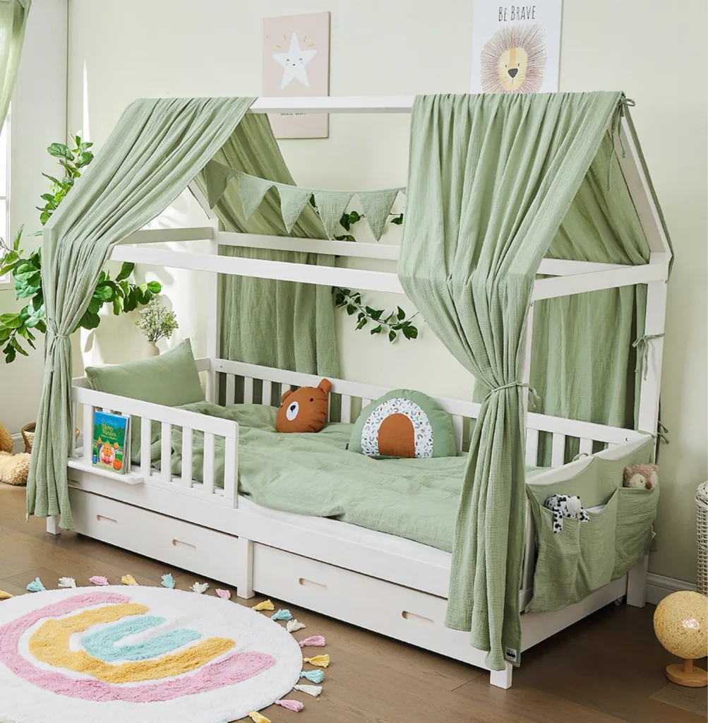 Alavya Home Dekoset aus 100% Bio-Musselin Baumwolle | GOTS zertifiziert | 125x350cm Khaki