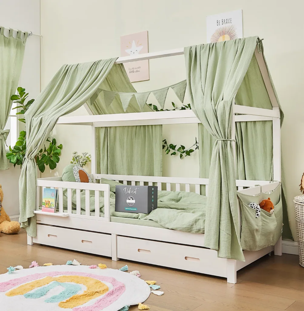 Alavya Home Dekoset aus 100% Bio-Musselin Baumwolle | GOTS zertifiziert | 125x350cm Khaki