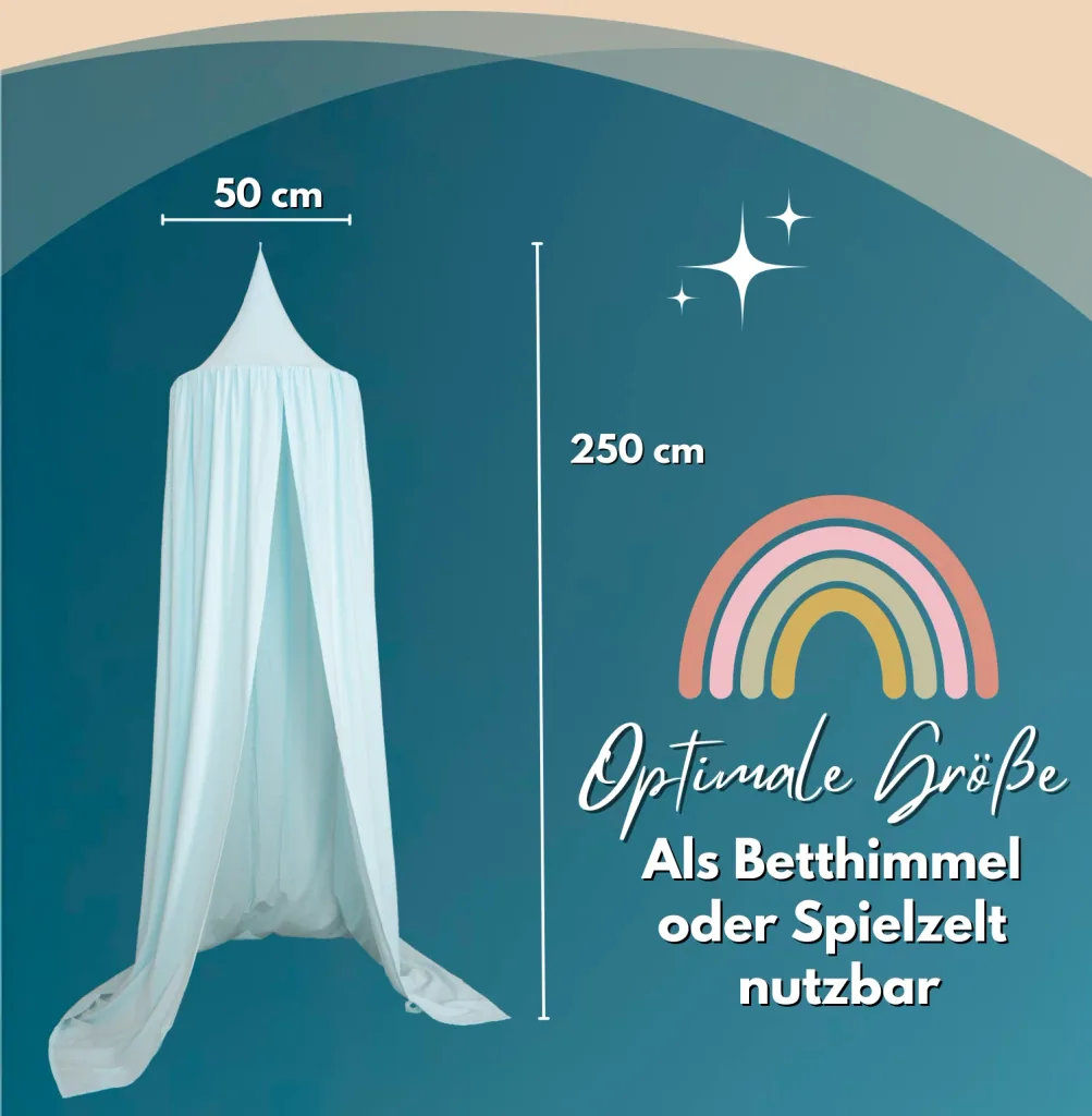 Alavya Home Baldachin Betthimmel 250x50 cm Bio-Musselin Baumwolle - Blau