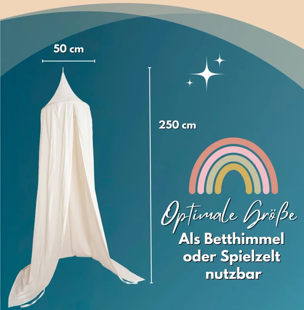 Alavya Home Baldachin Betthimmel 250x50 cm Bio-Musselin Baumwolle - Creme