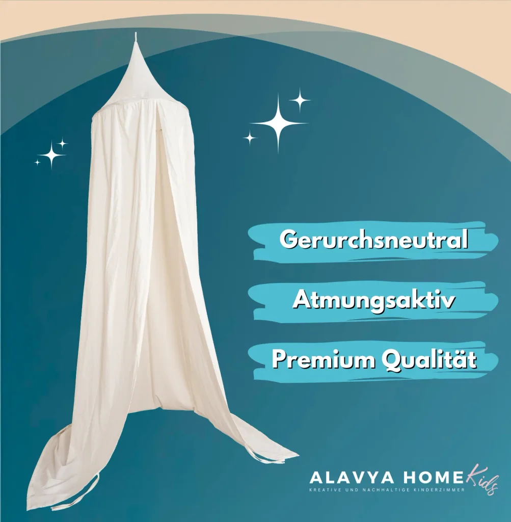 Alavya Home Baldachin Betthimmel 250x50 cm Bio-Musselin Baumwolle - Creme