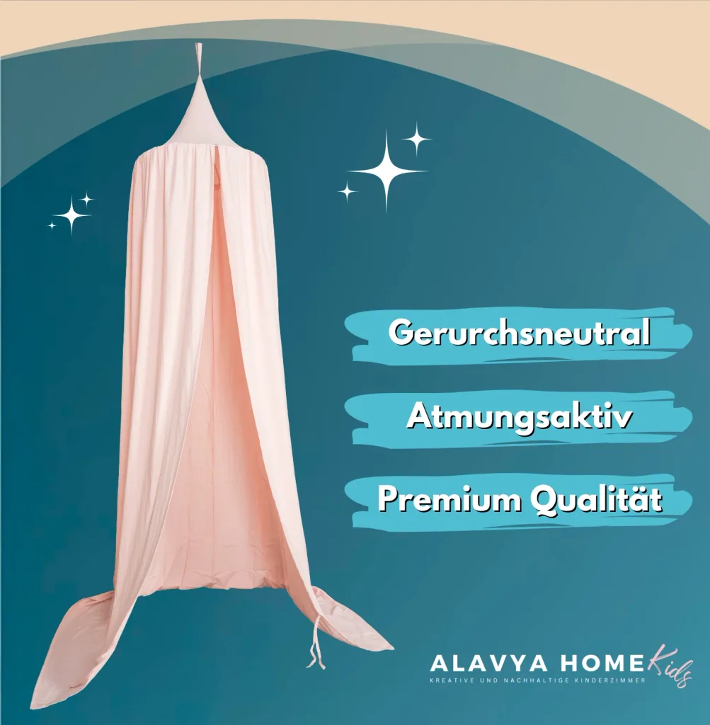 Alavya Home Baldachin Betthimmel 250x50 cm Bio-Musselin Baumwolle - Rosa