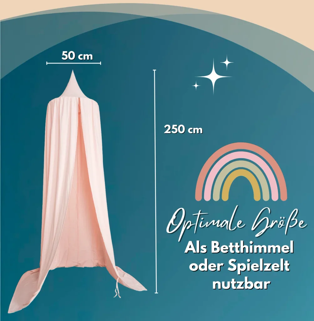 Alavya Home Baldachin Betthimmel 250x50 cm Bio-Musselin Baumwolle - Rosa