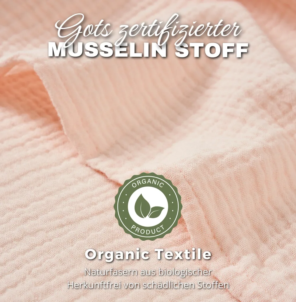 Alavya Home Bademantel Kinder mit Kapuze 60x60 cm Musselin Bio-Baumwolle - Rosa