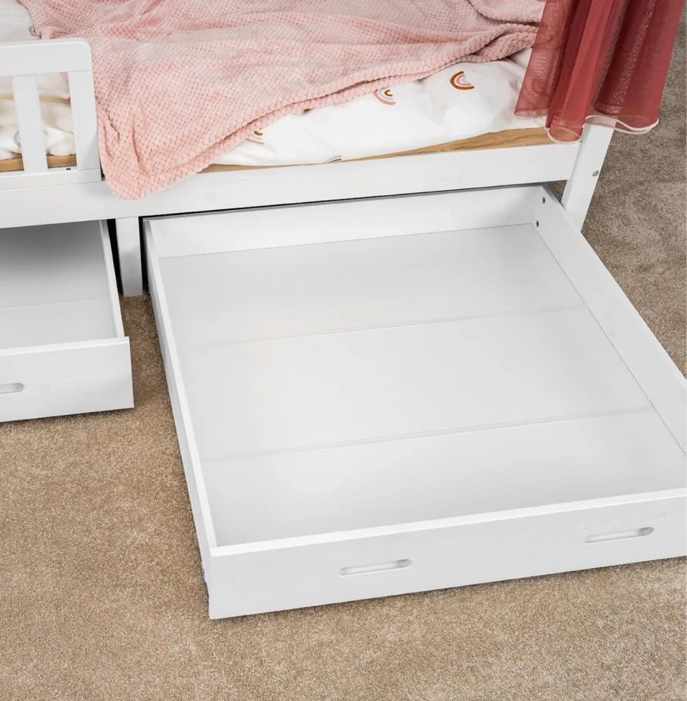 Alavya Home Schubkasten Set, 2 St.I 2er-Set Schublade aus massiver Kiefernholz I auf Rollen für Hausbett Kinderbett