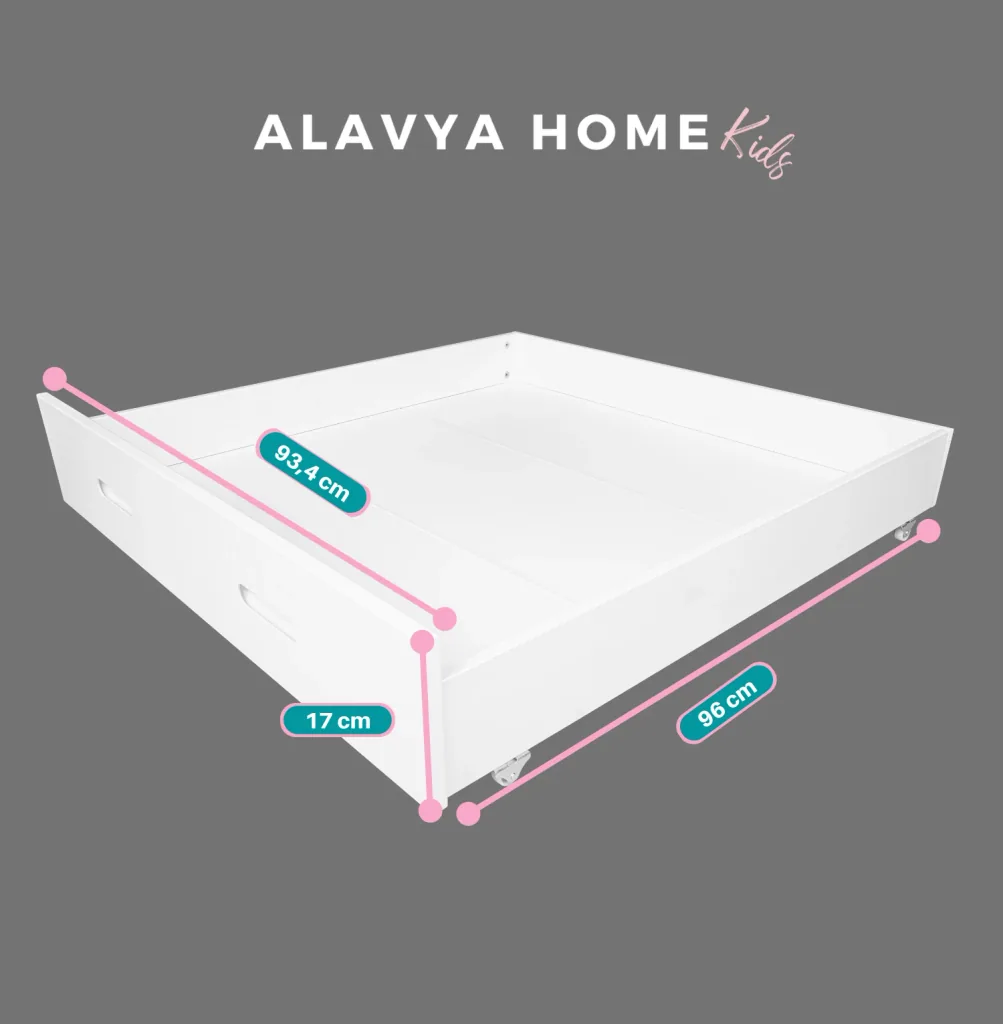 Alavya Home Schubkasten Set, 2 St.I 2er-Set Schublade aus massiver Kiefernholz I auf Rollen für Hausbett Kinderbett
