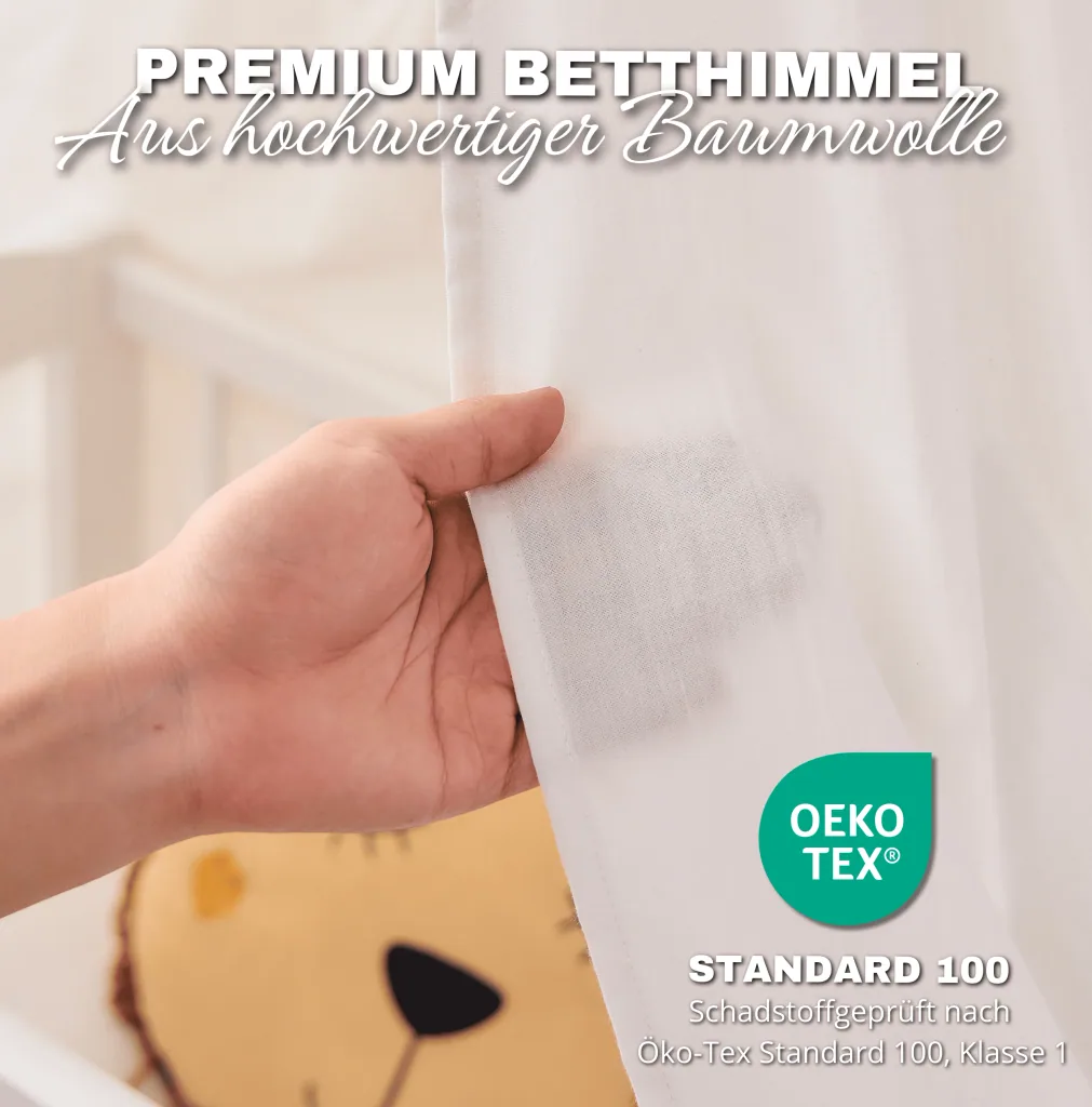 Alavya Home Babybett Betthimmel mit Himmelstange 150x240 cm Bio-Baumwolle - Weiß