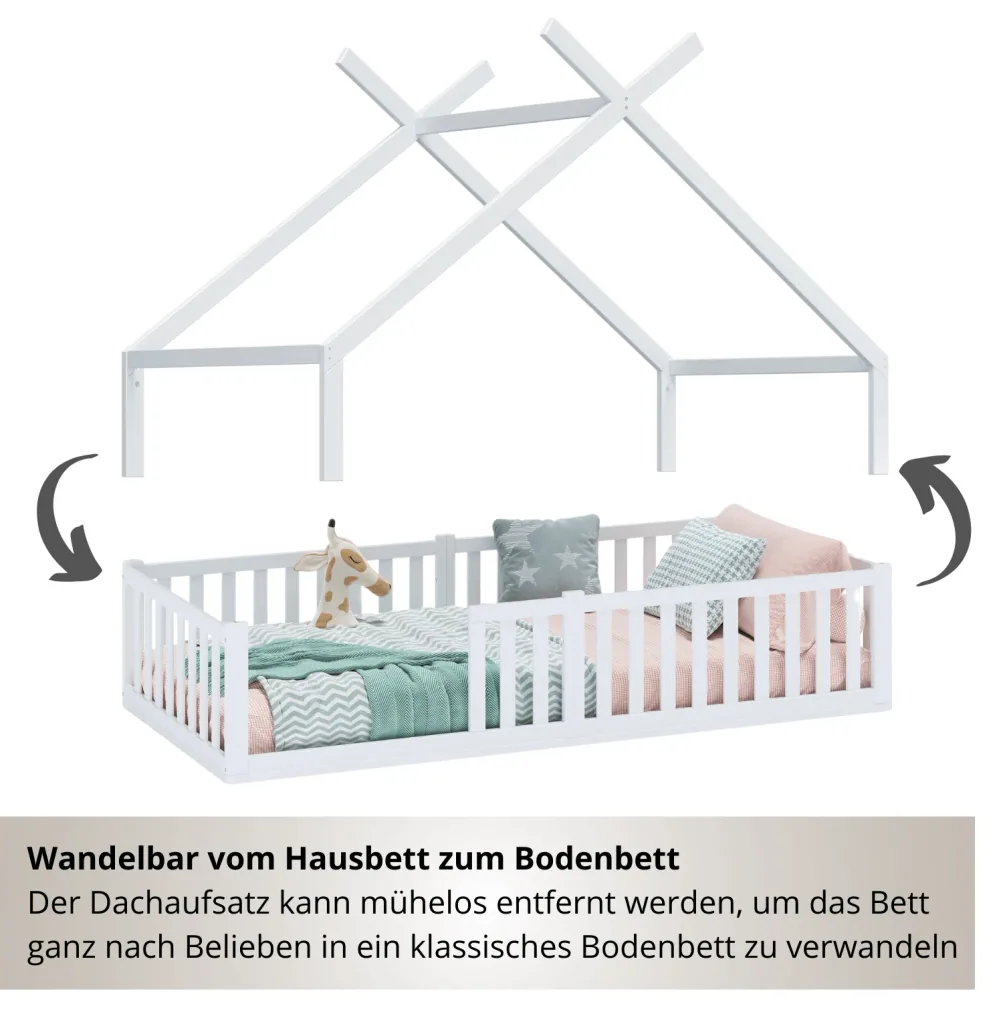 Alavya Home Bodenbett DREAM Komplett-Set 80x160 cm Buche - Weiß