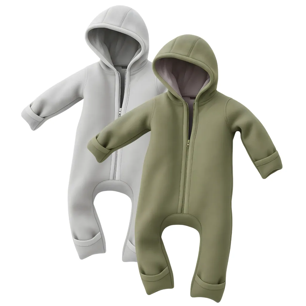 Alavya Home Walkoverall Bio-Schurwolle - Khaki und Grau - 2er Set 62/68