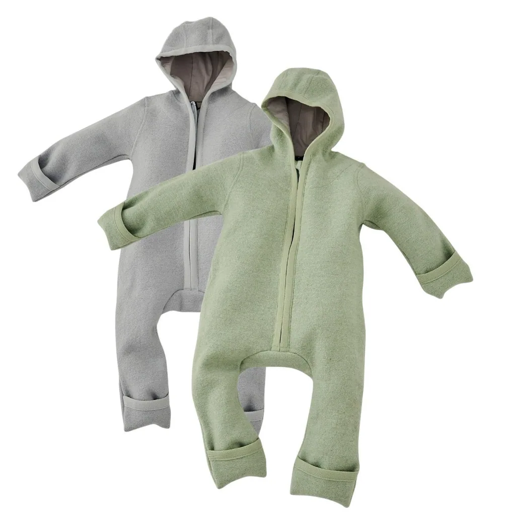 Alavya Home Walkoverall Bio-Schurwolle - Khaki und Grau - 2er Set 74/80