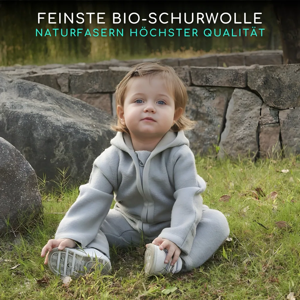 Alavya Home Walkoverall Bio-Schurwolle - Khaki und Grau - 2er Set 74/80