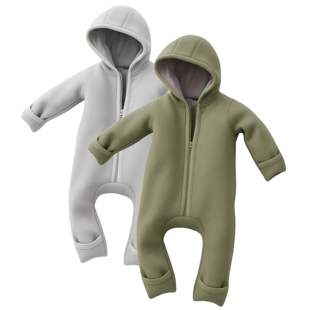 Alavya Home Walkoverall Bio-Schurwolle - Khaki und Grau - 2er Set 74/80