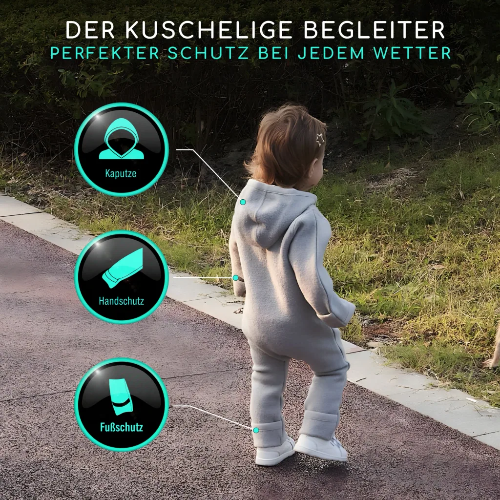 Alavya Home Walkoverall 86/92 Bio-Schurwolle - 2er-Set, Khaki und Grau