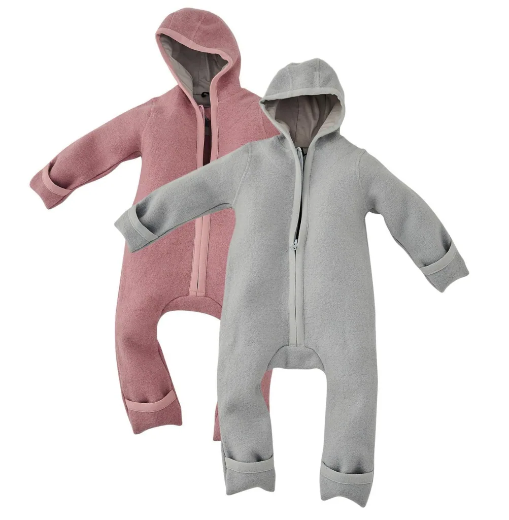 Alavya Home Walkoverall Bio-Schurwolle - Rosa + Grau - 2er Set 62/68