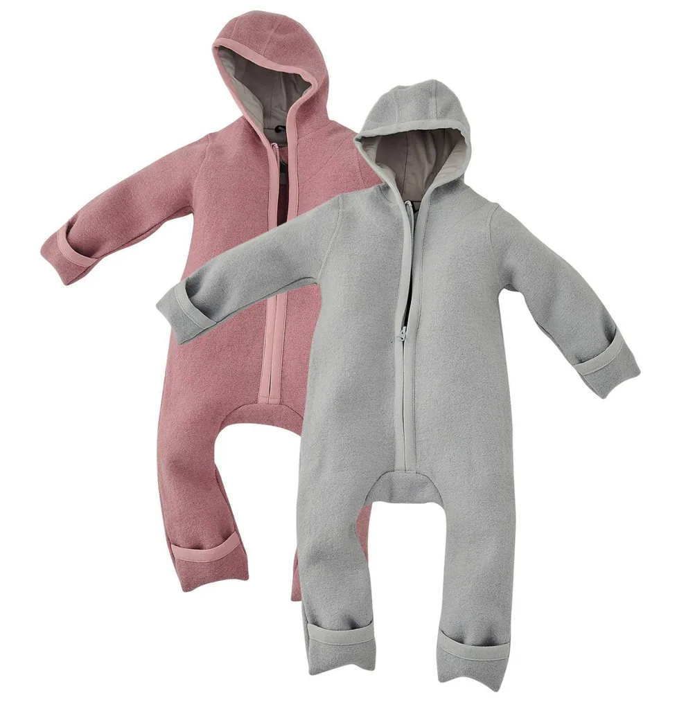 Alavya Home Walkoverall Bio-Schurwolle - Rosa + Grau - 2er Set 62/68