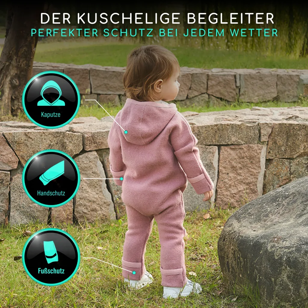 Alavya Home Walkoverall 86/92 Bio-Schurwolle - 2er-Set, Rosa + Grau