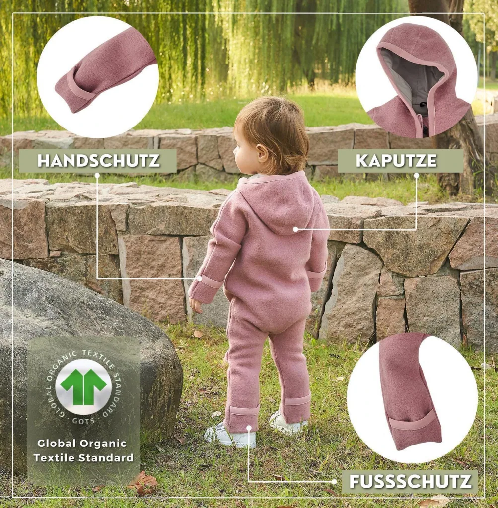 Alavya Home Walkoverall Bio-Schurwolle - Rosa + Khaki - 2er Set 62/68