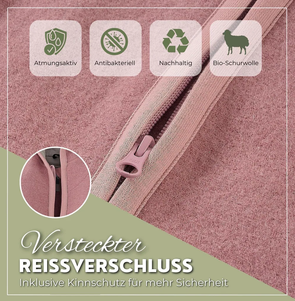 Alavya Home Walkoverall 86/92 Bio-Schurwolle - 2er-Set, Rosa und Khaki