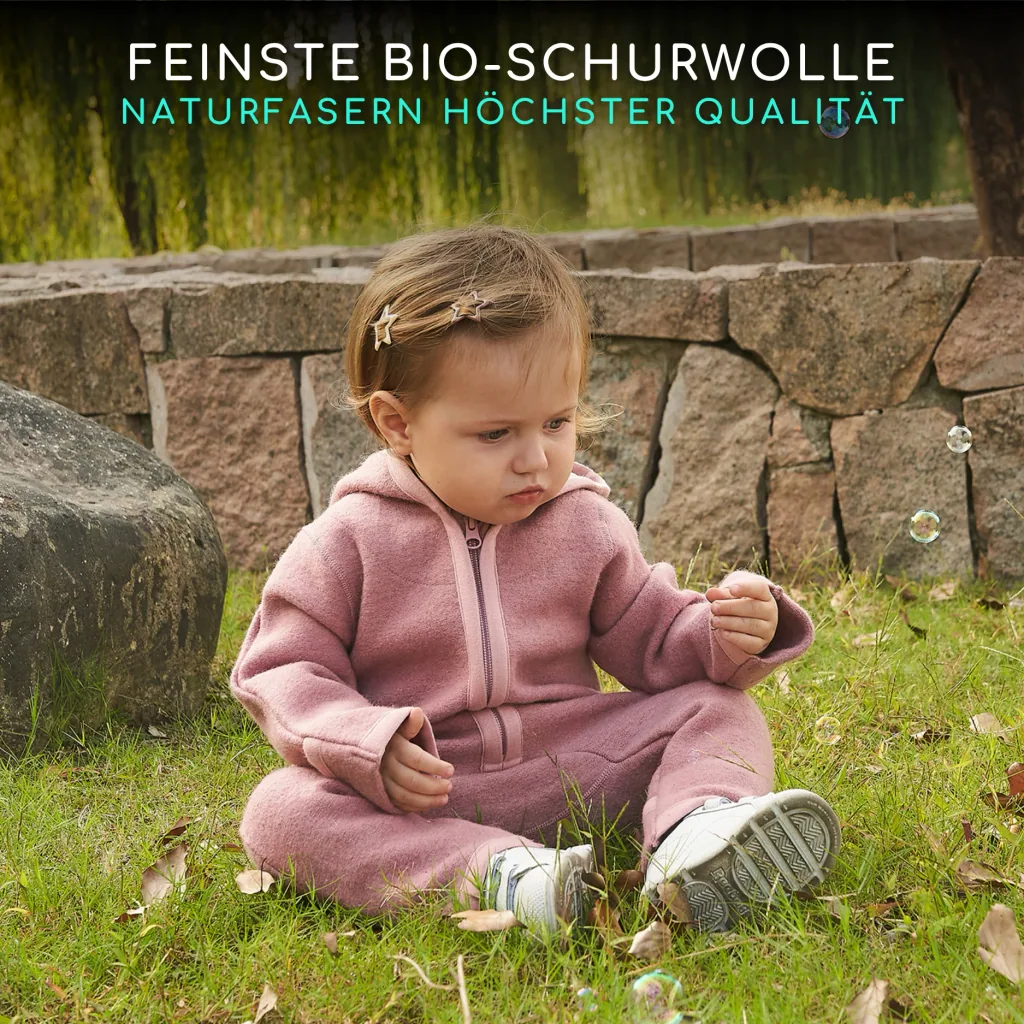 Alavya Home Walkoverall 98/104 Bio-Schurwolle - 2er-Set, Rosa + Khaki