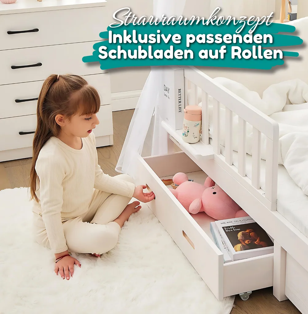 Alavya Home Hausbett CLOUD mit Schublade 90x200 cm - Buche