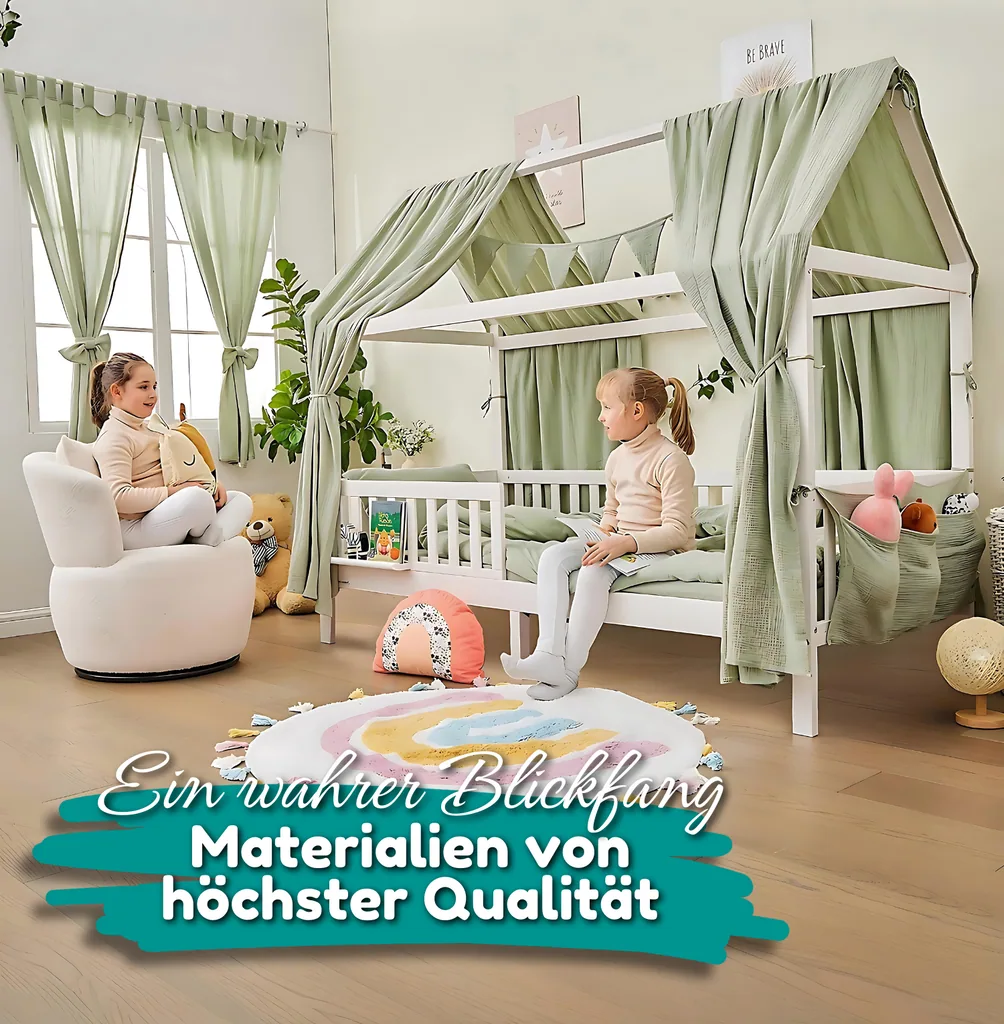 Alavya Home Hausbett CLOUD mit Matratze 90x200 cm - Buche