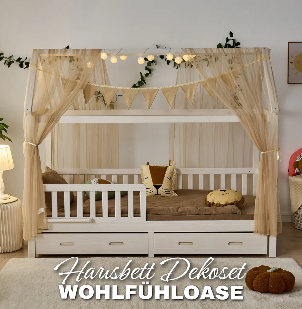 Alavya Home Hausbett Deko-Set 150x350 cm Polyester / Bio-Baumwolle - 2er-Set, Beige