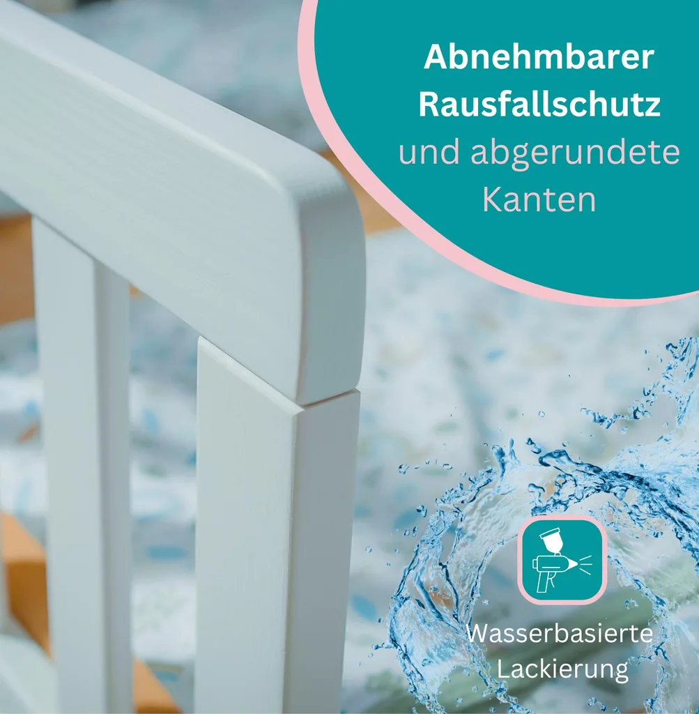 Alavya Home Hausbett CLOUD 90 x 200 cm Komplett-Set – Musselin Dekoset Khaki + Schublade 90 x 200 cm + Kindermatratze COZY 90 x 200 cm (Kaltschaum)