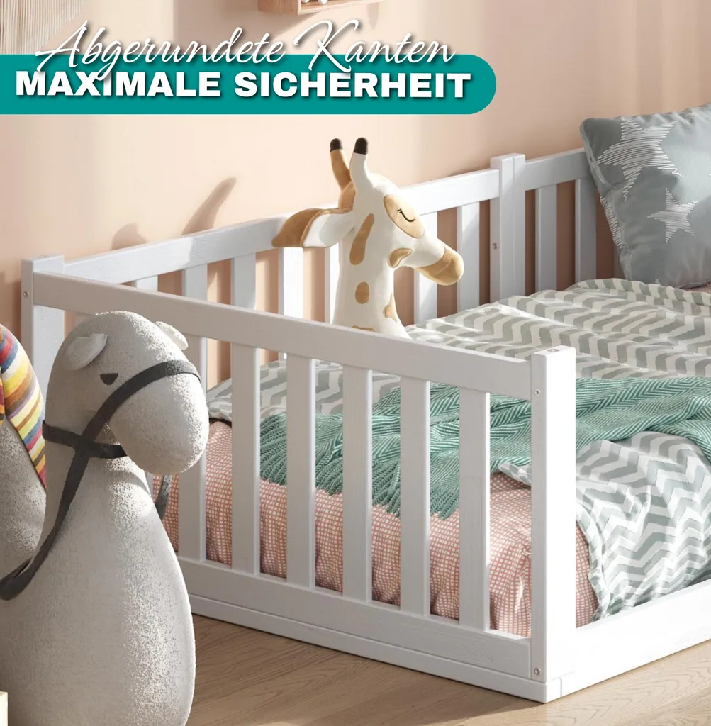 Alavya Home Bodenbett TITAN 90x200 Komplett-Set – Kindermatratze COZY 90 x 200 cm (Kaltschaum)