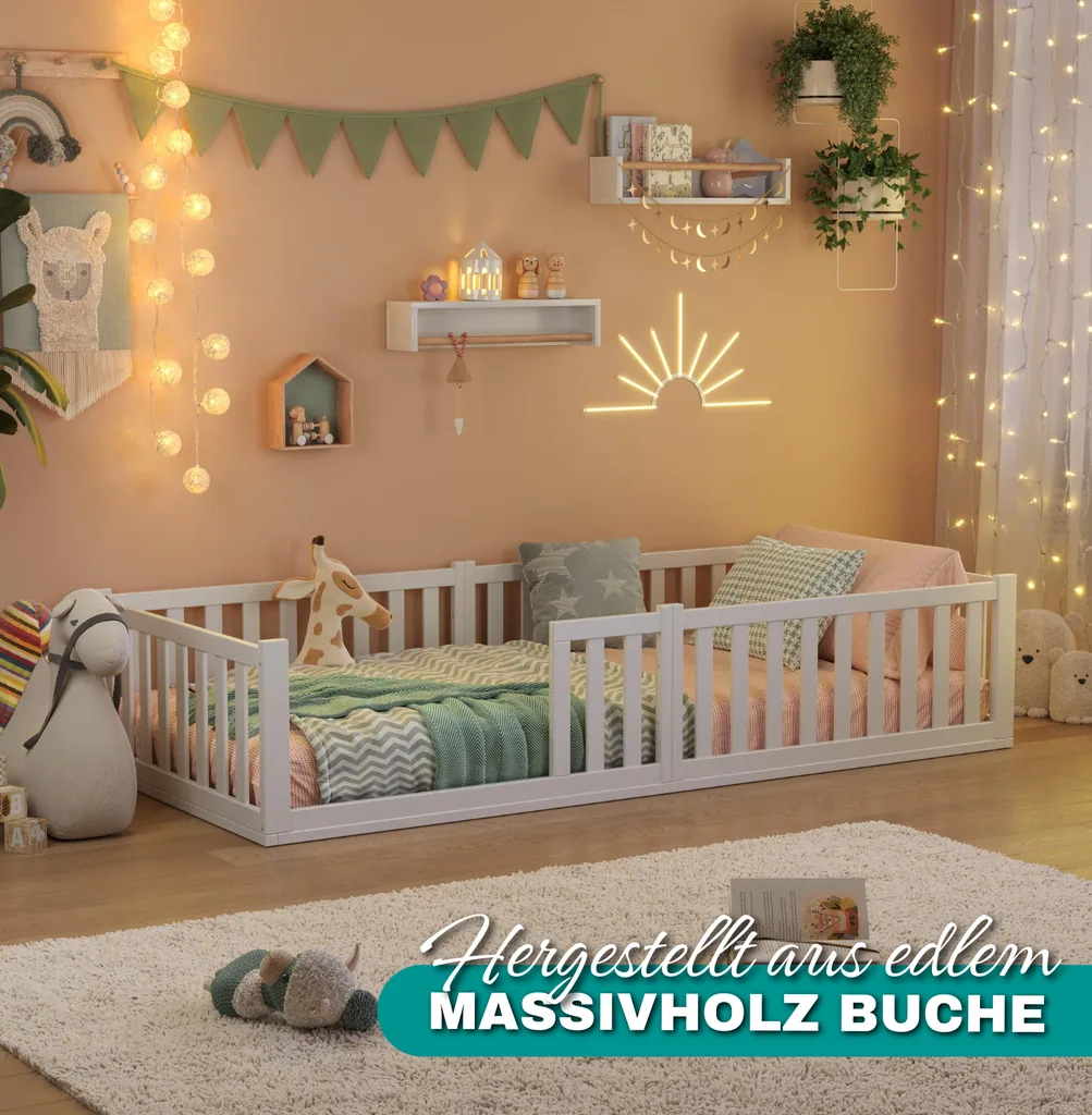 Alavya Home Bodenbett TITAN 90x200 Komplett-Set – Kindermatratze COZY 90 x 200 cm (Kaltschaum)