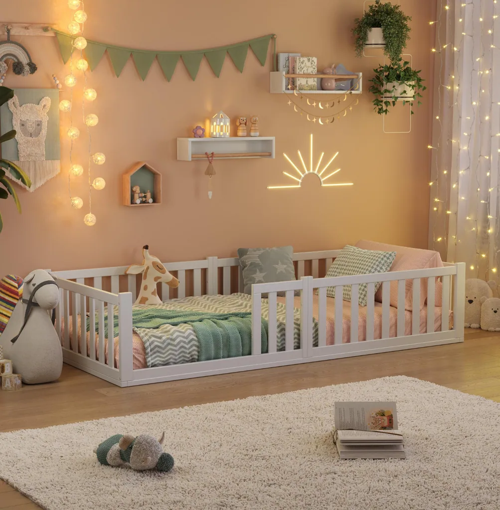 Alavya Home Bodenbett TITAN 90x200 Komplett-Set – Kindermatratze COZY 90 x 200 cm (Kaltschaum)