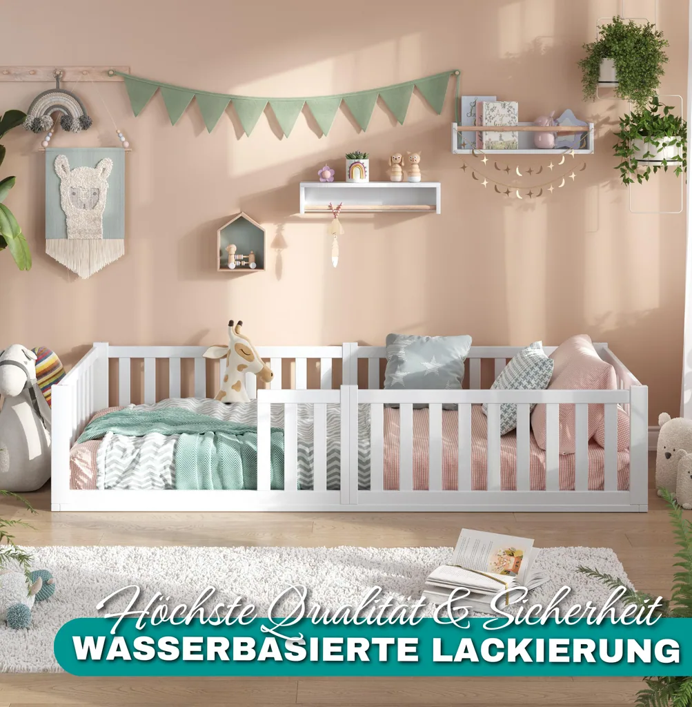 Alavya Home Bodenbett TITAN 80x160 Komplett-Set – Kindermatratze COZY 80 x 160 cm (Kaltschaum)