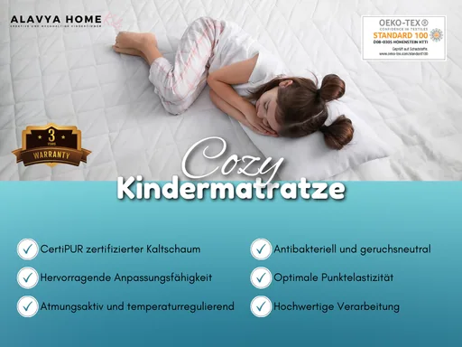 Alavya Home Kindermatratze 80 x 180 cm COZY (Höhe 10 cm) Weiß - ohne Spannbettlaken