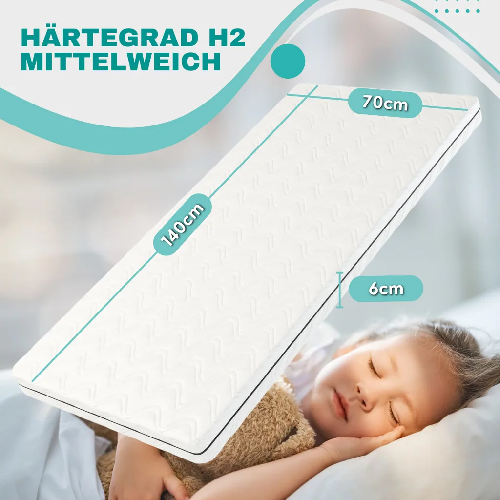 Alavya Home Babymatratze COZY BASIC 70x140x6 cm Kaltschaum, Mikrofaser - Weiß