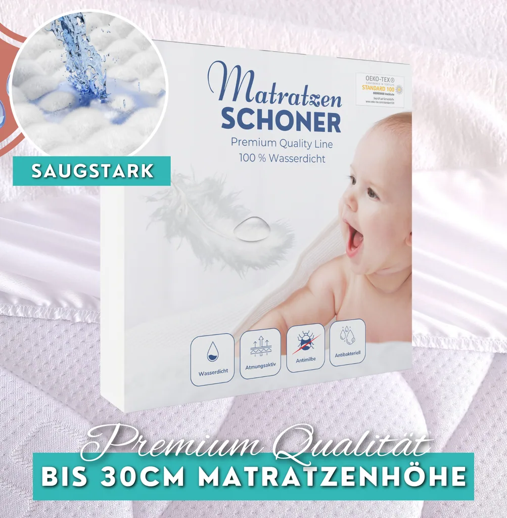 Alavya Home Wasserdichter Matratzenschoner 60x120 cm - 2er-Set
