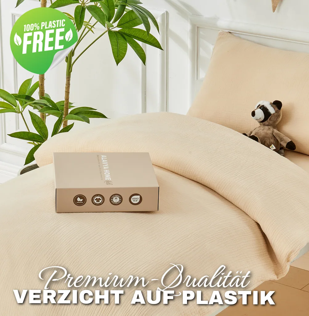 Alavya Home Kinderbettwäsche 135x100 cm Baumwolle - 2er-Set, Beige