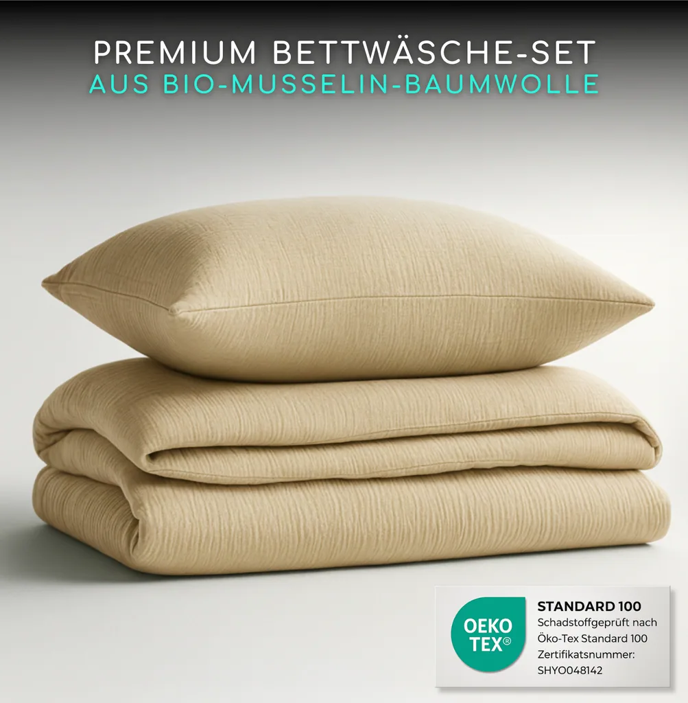 Alavya Home Kinderbettwäsche 135x100 cm Baumwolle - 2er-Set, Beige