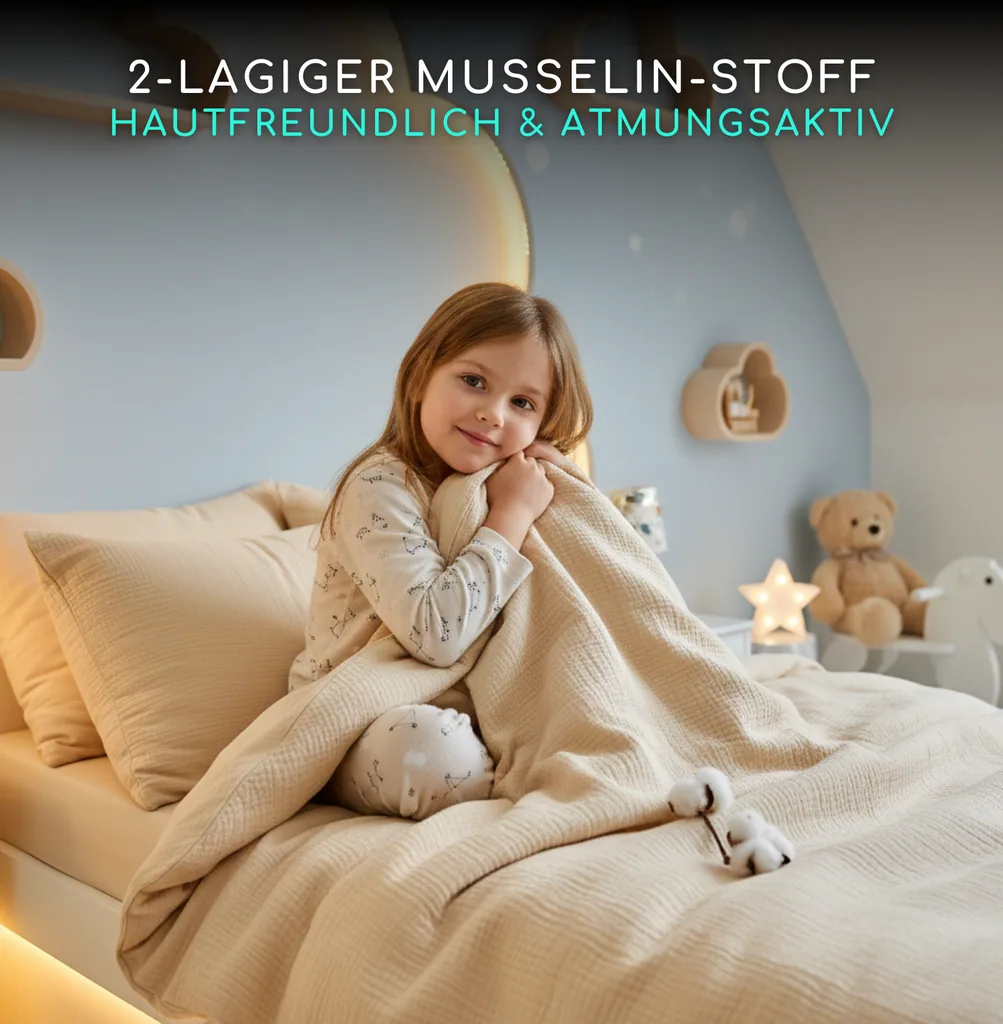 Alavya Home Kinderbettwäsche 135x100 cm Baumwolle - 2er-Set, Beige