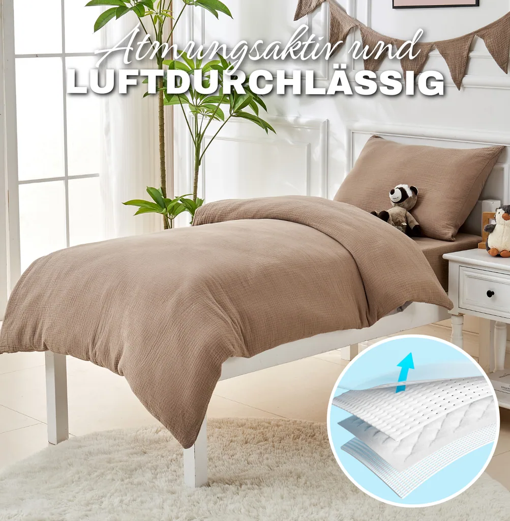 Alavya Home Kinderbettwäsche 135x200 cm Baumwolle - 2er-Set, Braun