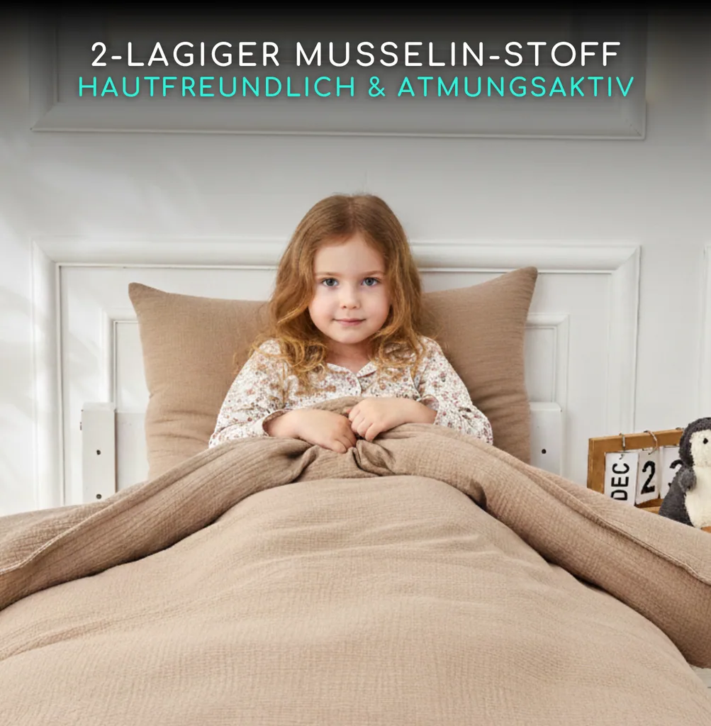 Alavya Home Kinderbettwäsche 135x200 cm Baumwolle - 2er-Set, Braun