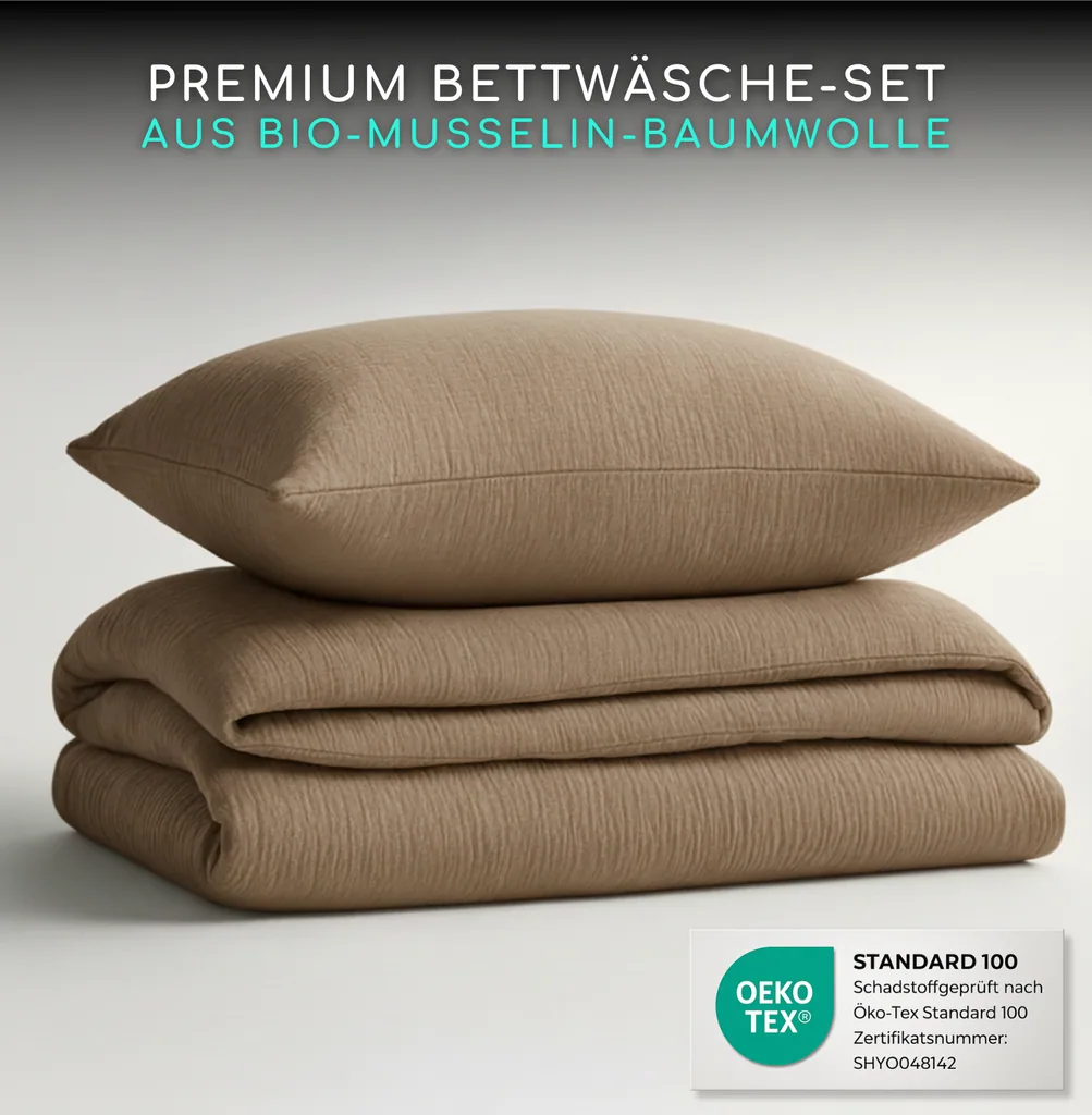 Alavya Home Kinderbettwäsche 135x200 cm Baumwolle - 2er-Set, Braun