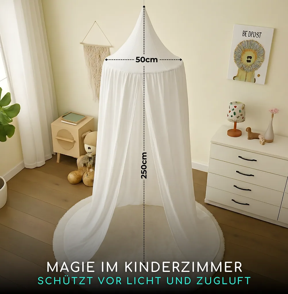 Alavya Home Baldachin BIO-Musselin-Baumwolle | 250 x 50 cm | Weiß