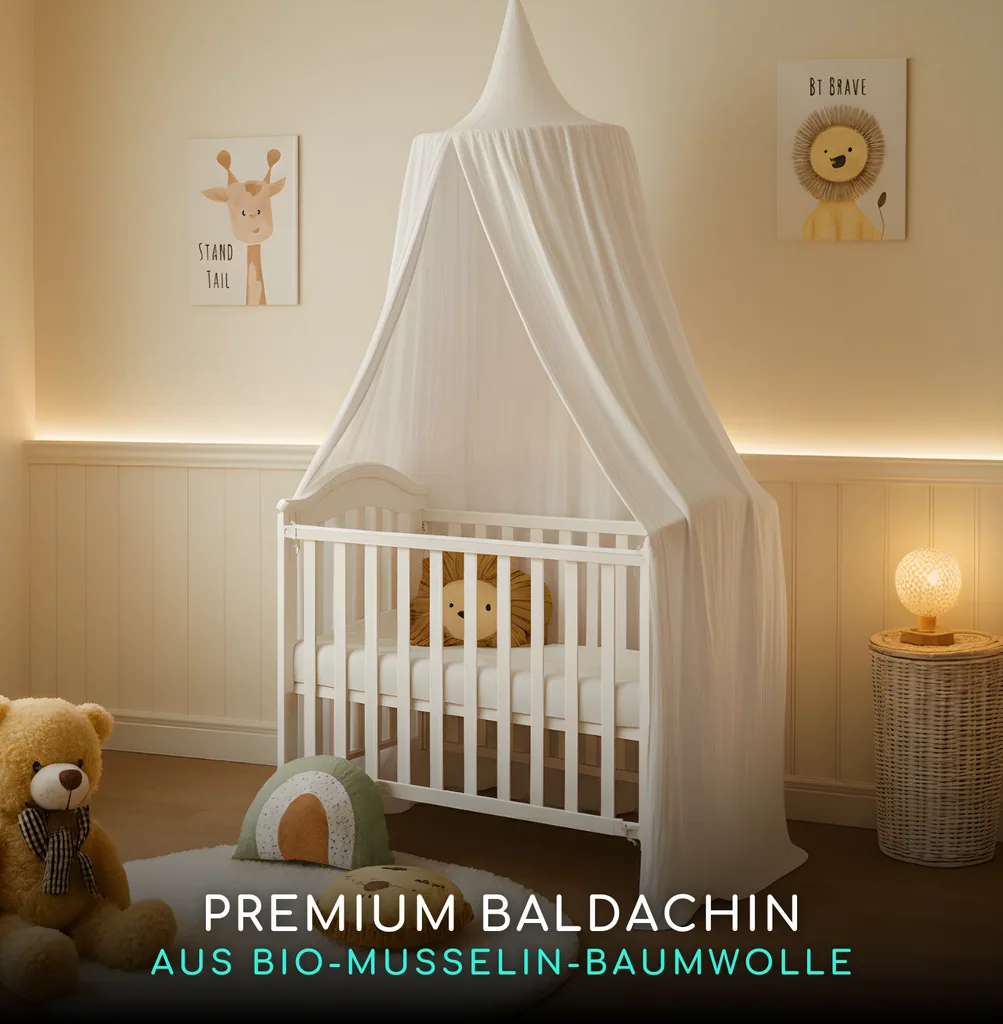 Alavya Home Baldachin BIO-Musselin-Baumwolle | 250 x 50 cm | Weiß