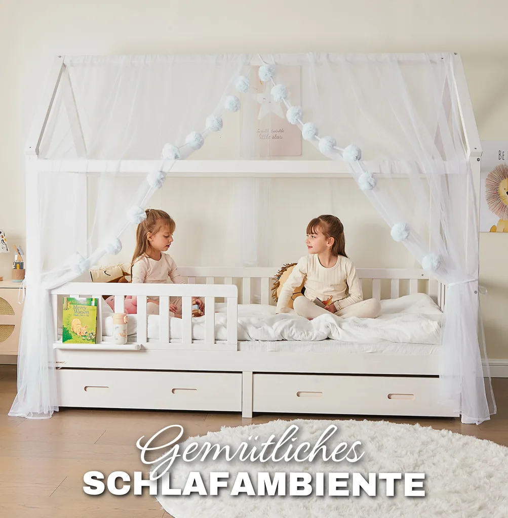 Alavya Home Deko-Set XL 150x340 cm Musselin Bio-Baumwolle - 3er-Set, Weiß