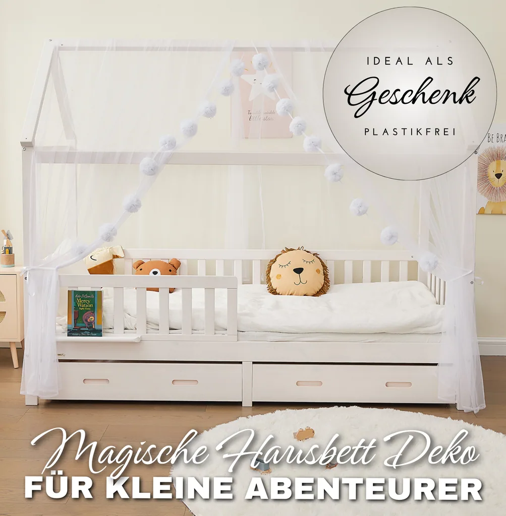 Alavya Home Deko-Set XL 150x340 cm Musselin Bio-Baumwolle - 3er-Set, Weiß